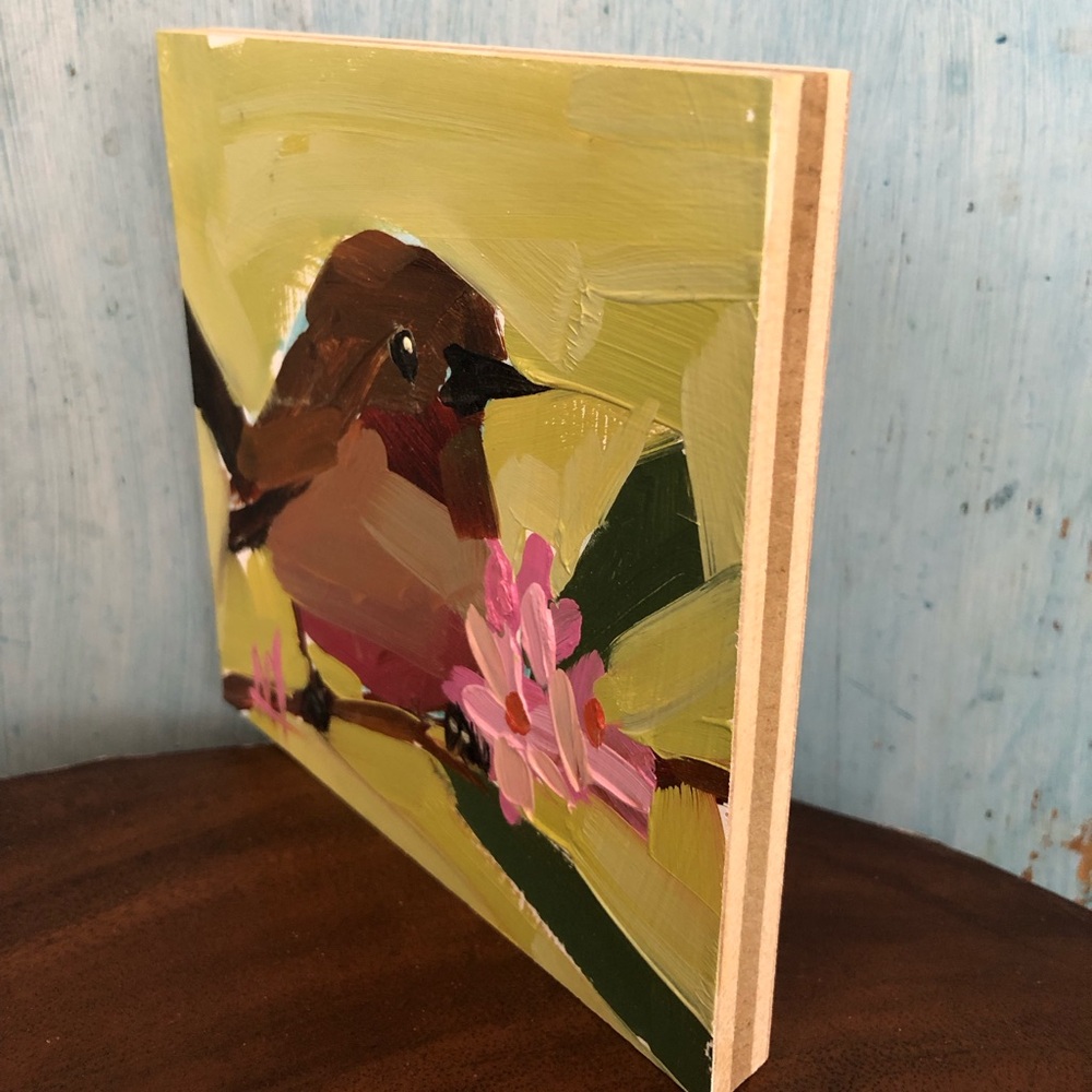 Original oil painting of sweet little Dipper Bird on A-grade composite wood - Picture 5 of 10